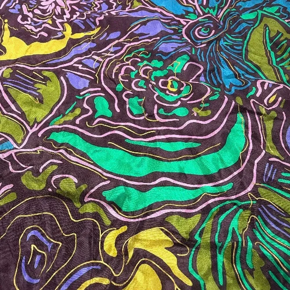 Honey Silk Scarf Purple Green Gold